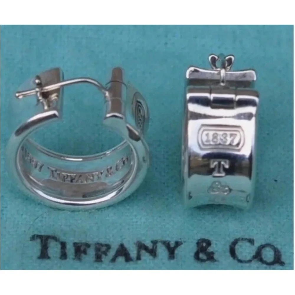 Tiffany & Co. 💯% Auth 1837 Hoop Earrings 925 Sterling Silver W/Box✨EUC✨